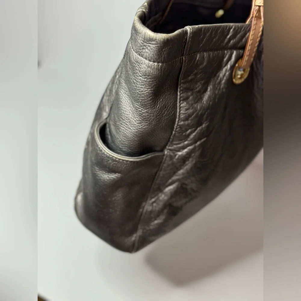 Michael Kors Metallic Grey Gold Hardware Tote Bag